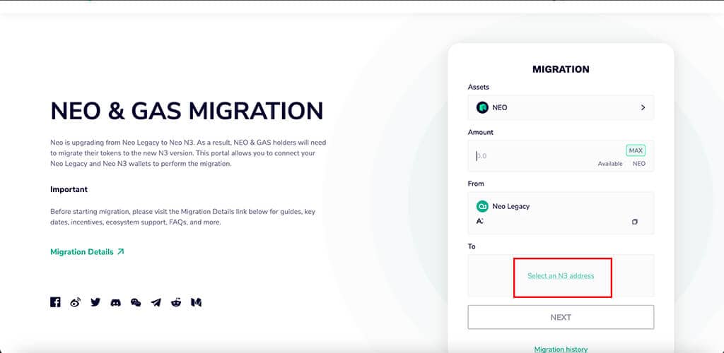 migrazione neo sito web aggiunta neo n3 wallet