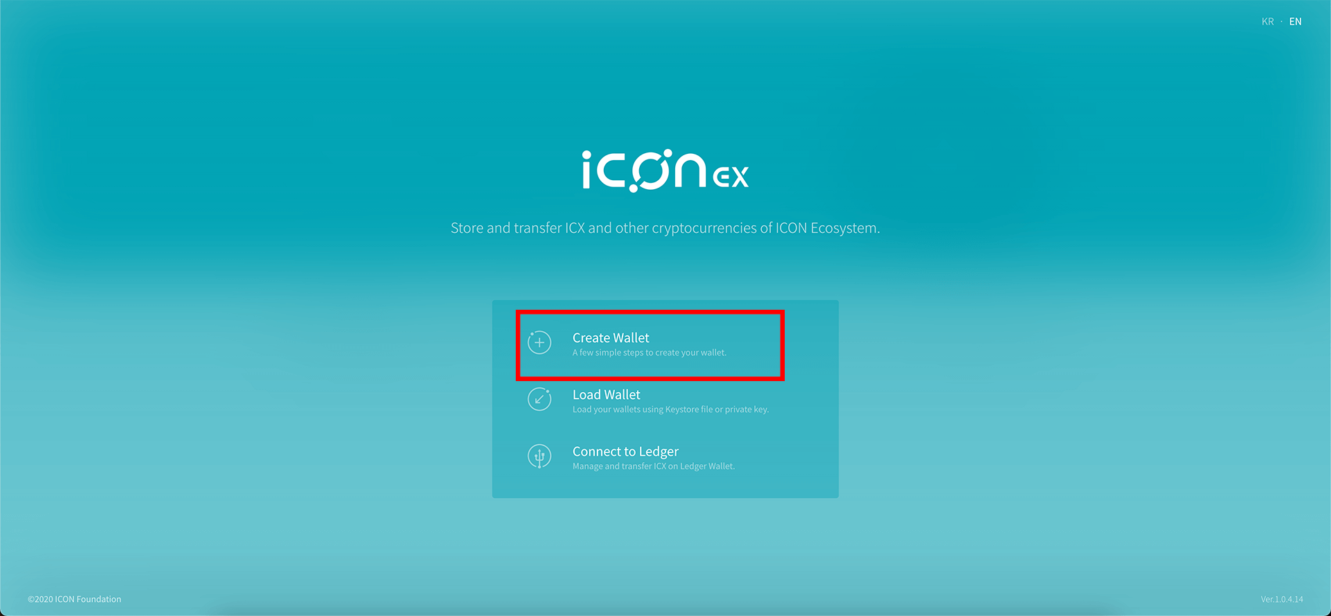 ICONEX icx wallet home